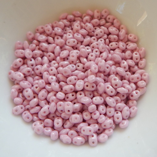 Miniduo 2x4mm Two hole beads 10 grams - Chalk Lilac Luster - Czech Glass