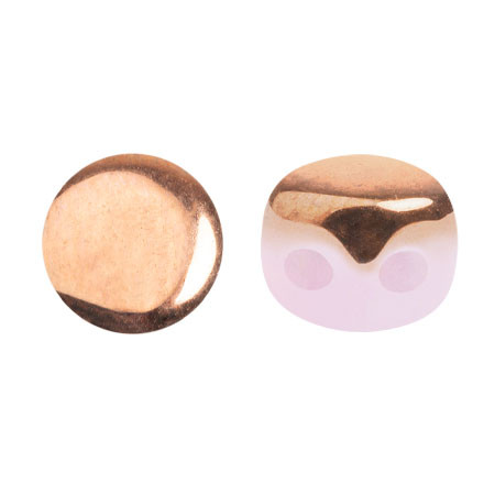 Kalos® par Puca® (50 beads) 2-Hole 4x3mm Drum Shape - Frost Sweet Pink Capri Gold - Czech Glass