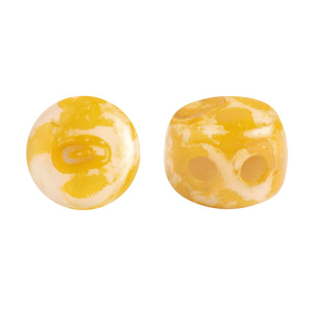 Kalos® par Puca® (50 beads) 2-Hole 4x3mm Drum Shape - Frost Sweet Pink Travertin - Czech Glass