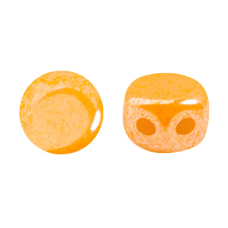 Kalos® par Puca® (50 beads) 2-Hole 4x3mm Drum Shape - Frost Tangerine Luster - Czech Glass