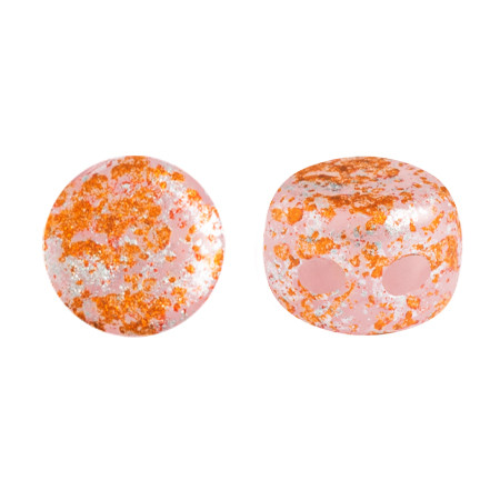 Kalos® par Puca® (50 beads) 2-Hole 4x3mm Drum Shape - Frost Sweet Pink Tweedy - Czech Glass