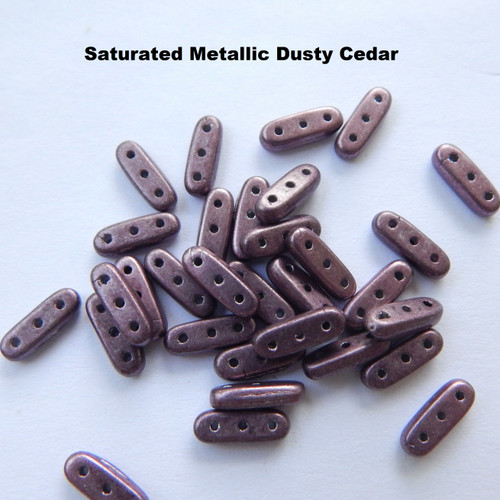 Czechmate Beam Beads Saturated Metallic Dusty Cedar 5 grams Glass 3-Hole Beads