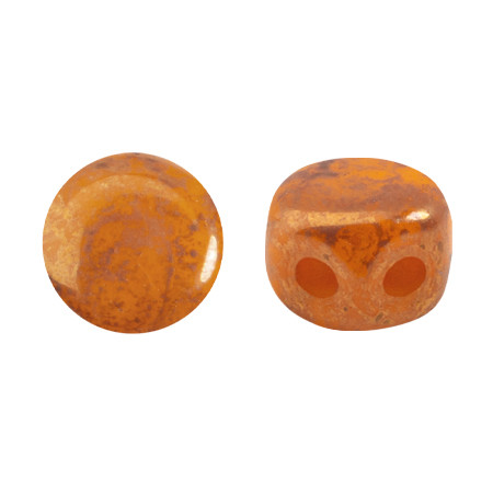 Kalos® par Puca® (50 beads) 2-Hole 4x3mm Drum Shape - Frost Tangerine Bronze - Czech Glass