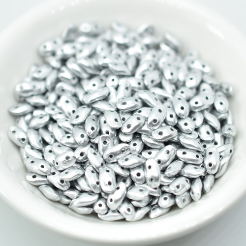 Wave 3x7mm Bead, Matte Metallic Aluminum, 5 Grams - Czech Glass Beads