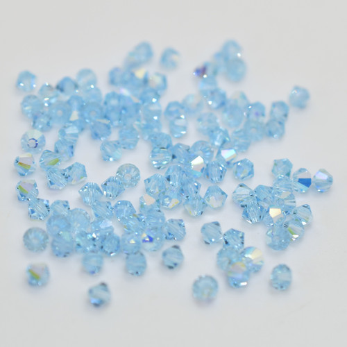 Preciosa 4mm Bicone M.C. Crystal Aquamarine AB (24 Beads)