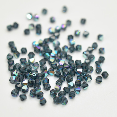 Preciosa 4mm Bicone M.C. Crystal Montana Blue AB (24 Beads)