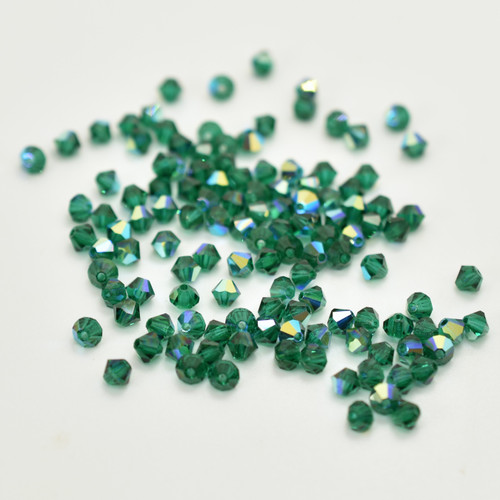Preciosa 4mm Bicone M.C. Crystal Emerald AB (24 Beads)