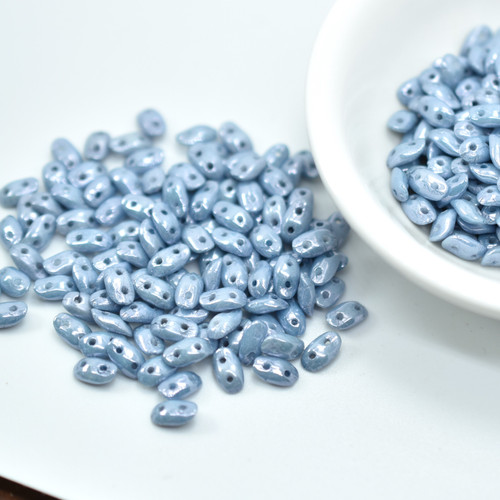 Wave 3x7mm Bead, Chalk Blue Luster, 5 Grams - Czech Glass Beads