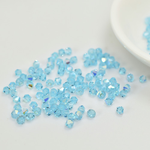 Preciosa 4mm Bicone M.C. Crystal Aqua Bohemica AB (24 Beads)