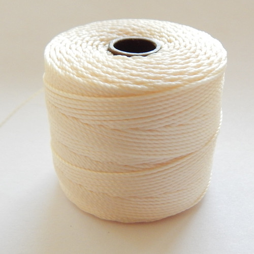 Vanilla - S-Lon Tex 210 Nylon bead Cord, 77 Yards, 1 Spool, Kumihimo, Macrame, Crochet, Stringing