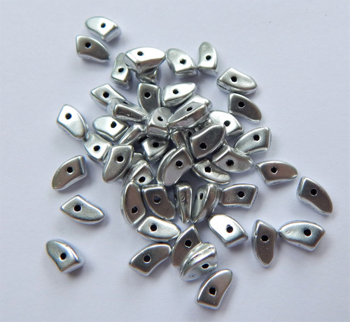 Prong Beads Matte Metallic Silver 5 grams Czech Glass Bead