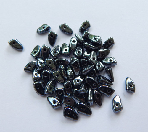 Prong Beads Metallic Color Hematite 5 grams Czech Glass Beads
