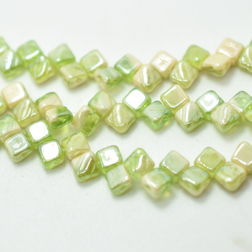 Silky Beads 6mm Olive Beige Luster, 40 Beads Czech Glass