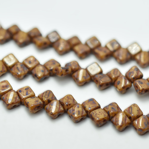 Silky Beads 6mm Opaque Beige Travertin, 40 Beads Czech Glass
