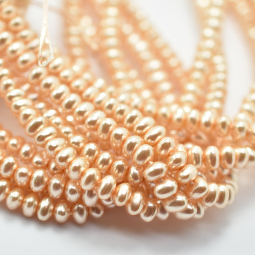 4x6mm Potato Glass Pearl Rose Cream, 50 Beads Czech Glass