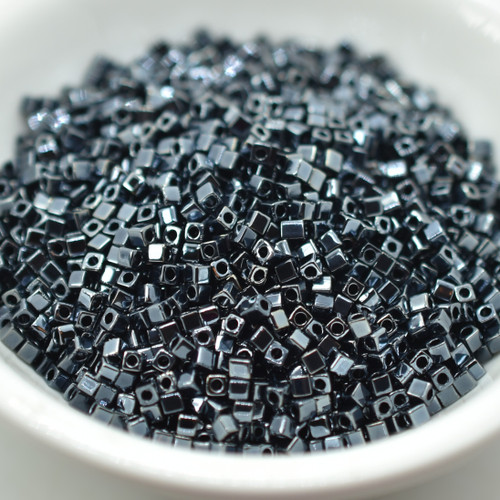 1.8mm Miyuki Cube 10 grams Jet Gunmetal Glass Seed Bead No. 451