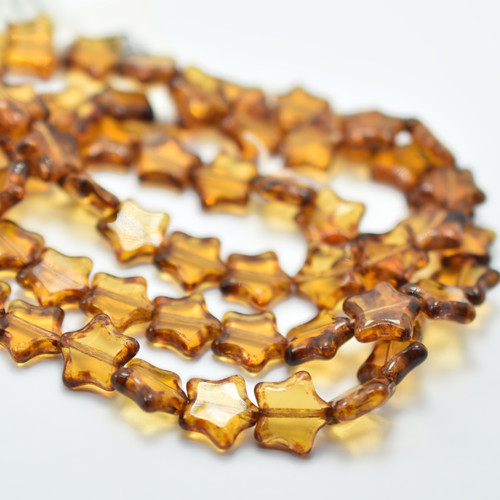 12mm Table Cut Star, Topaz Picasso, 20 Beads, Czech Glass