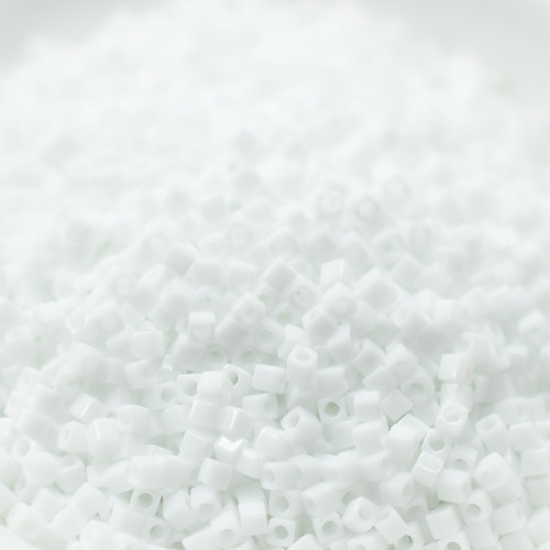 1.8mm Miyuki Cube 10 grams Chalk White Glass Seed Bead No. 402
