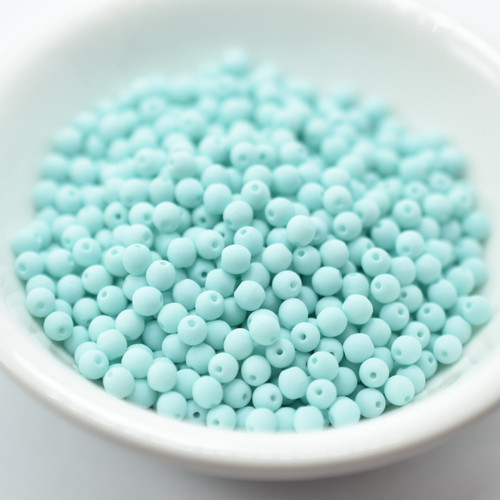 100 Beads - 3mm Round Bondeli Mint Czech Glass