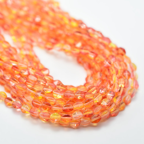 50 Beads - 5x3mm Pinch Fuchsia Lemon Coat Czech Glass