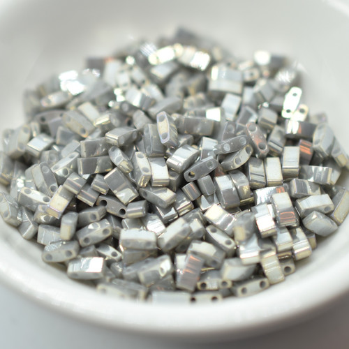 Half Tila Two Hole Beads Galvanized Gray Luster 5 Grams Miyuki Glass Beads No. 1865
