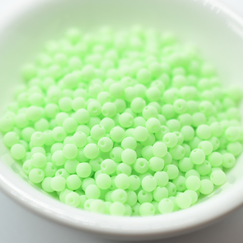 100 Beads - 3mm Druk Bondeli Lime Green, Czech Glass Rounds