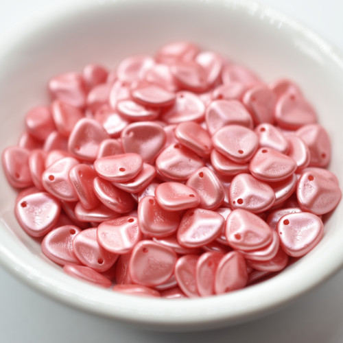 30 Beads - Rose Petal 8x7mm - Pastel Light Coral - Czech Glass