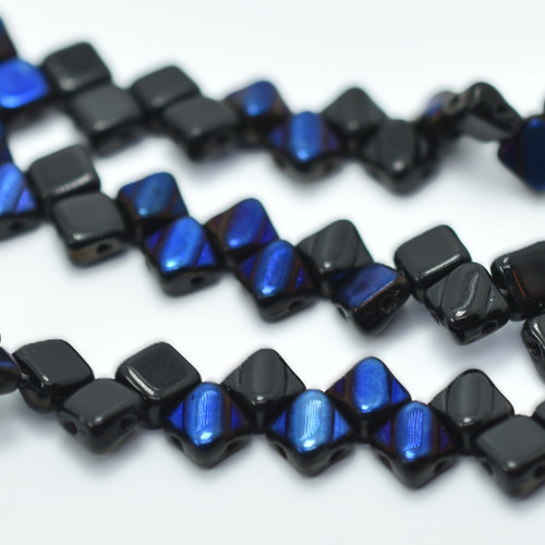 Silky Beads 6mm Jet Azuro , 40 Beads Czech Glass
