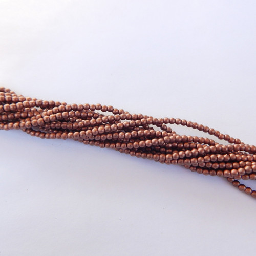 100 Beads - 2mm Druk - Matte Metallic Bronze Copper - Czech Glass Rounds