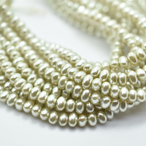 4x6mm Potato Glass Pearl Light Gray Green, 50 Beads Czech Glass