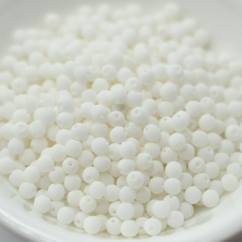 100 Beads - 3mm Druk Bondeli White, Czech Glass Rounds