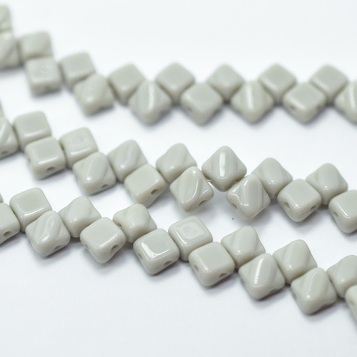 Silky Beads 6mm Opaque Grey, 40 Beads Czech Glass