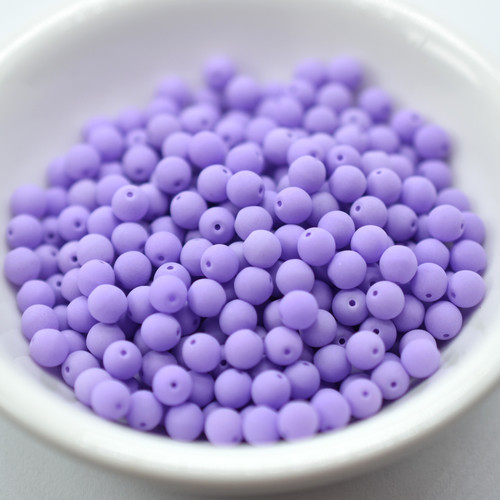 100 Beads - 4mm Druk Bondeli Purple - Czech Glass Rounds