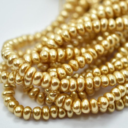 4x6mm Potato Glass Pearl Chamapgne Gold, 50 Beads Czech Glass