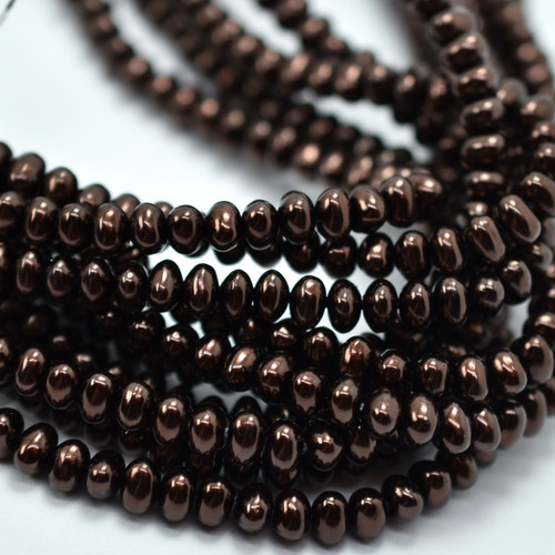 4x6mm Potato Glass Pearl Bronze, 50 Beads Czech Glass