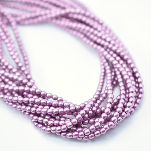 100 Beads - 3mm Druk Sueded Gold Orchid Czech Glass Rounds