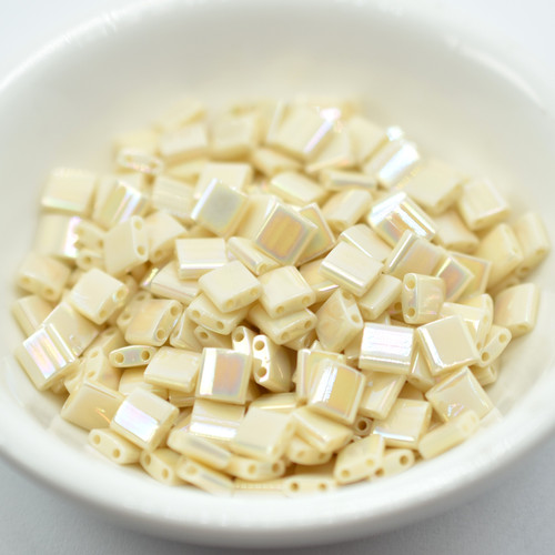 5MM Tila 5 grams Two Hole Beads Ivory Pearl Ceylon AB Miyuki No. 486