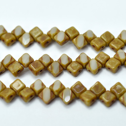 Silky Beads 6mm Table Cut Opaque Gray Picasso, 20 Beads Czech Glass