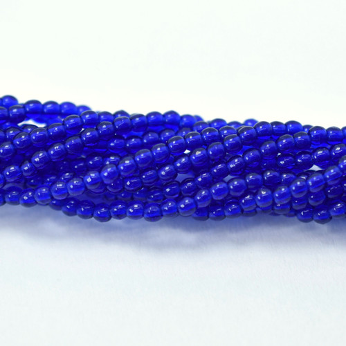 100 Beads - 2mm Round - Cobalt Blue - Czech Glass