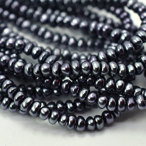 4x6mm Potato Glass Pearl Amethyst Iris, 50 Beads Czech Glass