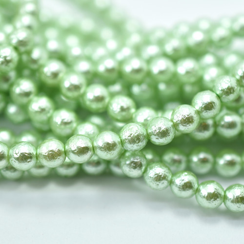 6mm Round Glass Pearl Ice Light Green, 50 Beads Czech Glass
