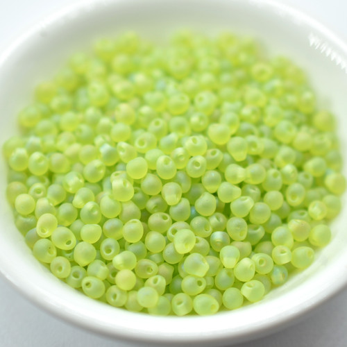 3.4mm Drop Beads Miyuki - Matte Lime AB - 10 Grams No. 143FR
