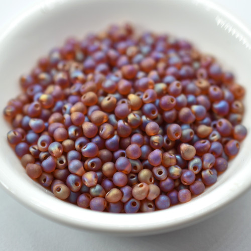 3.4mm Drop Beads Miyuki - Matte Dark Amber AB - 10 Grams No. 134FR