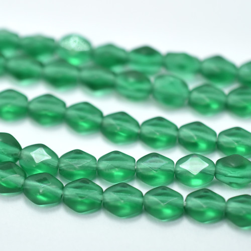 6x7mm Table Cut Sparkling Oval, Emerald, 20 Beads Czech Glass