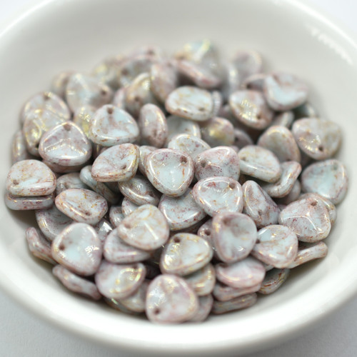 Rose Petal 8x7mm - Mint Green Terracotta, 30 Beads Czech Glass
