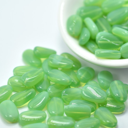 14x8mm Wavy Oval Jade Opal, 15 Beads Czech Glass