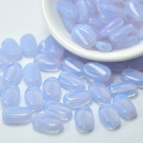 14x8mm Wavy Oval Violet Opal, 15 Beads Czech Glass