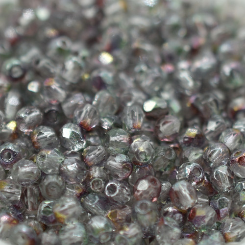 Fire polish 3mm Crystal Pomegranate, 100 Beads Czech Glass