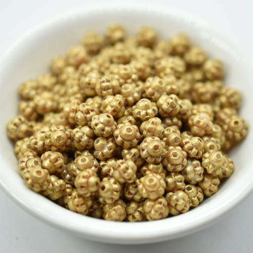 6mm Saturn, Curry Gold Wash, 50 Beads Czech Glass