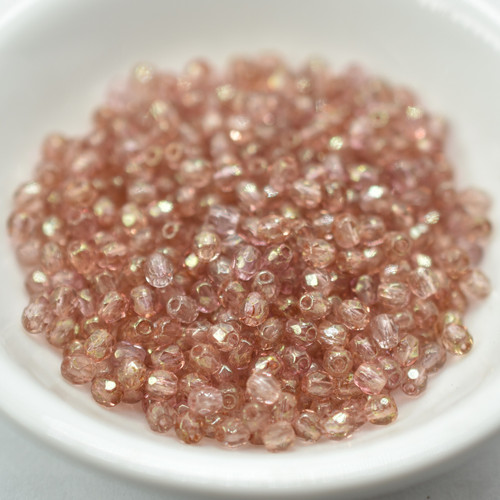 Fire polish 3mm Crystal Red Luster, 100 Beads Czech Glass